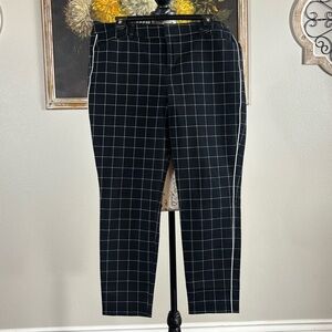 Old Navy Womens Black White Windowpane Plaid Pixie Pants Size 14